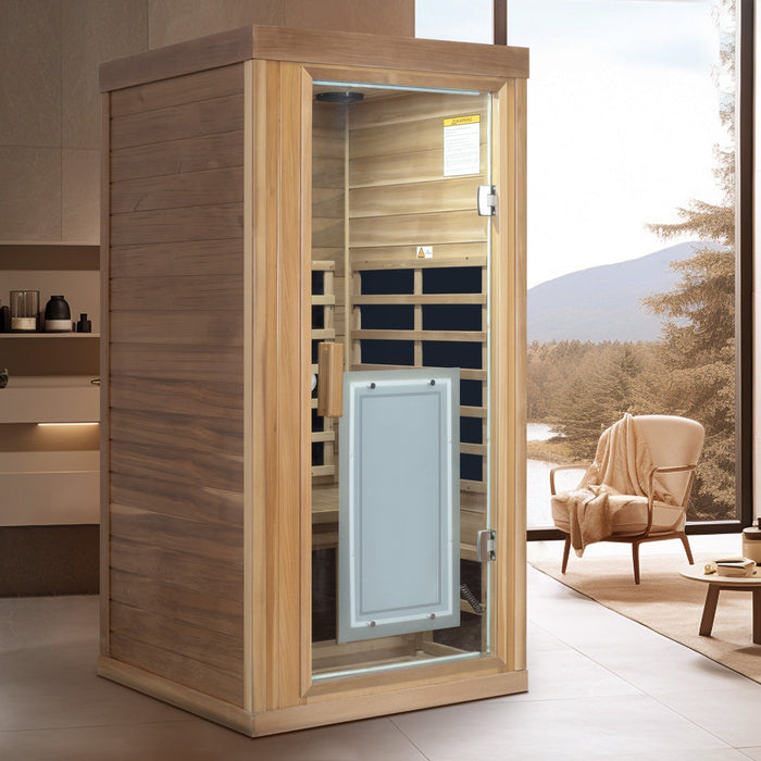 One person Far infrared red cedar standard indoor sauna room (Front & Rear & Left & Right)