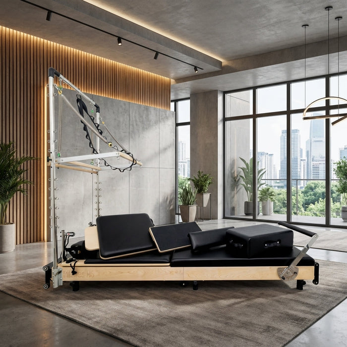 Janet Elite Plus Foldable Pilates Reformer – Studio Grade Luxury Maple Wood Home Pilates Machine - RE016