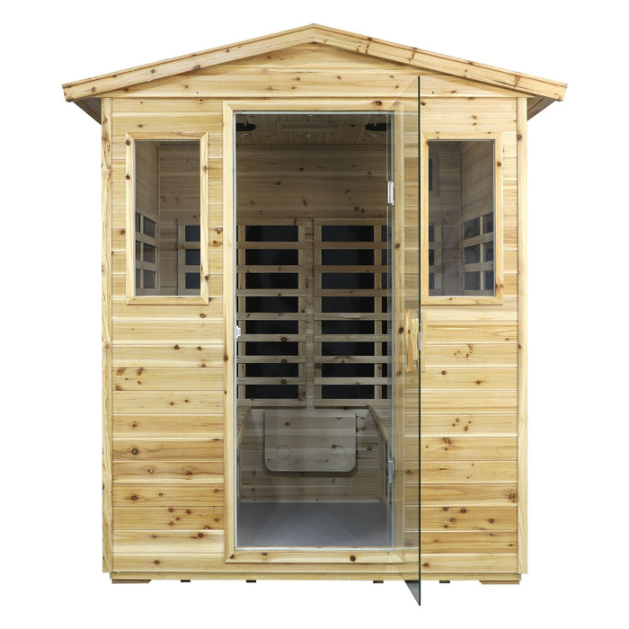 Four person Far-infrared Old fir outdoor sauna room
