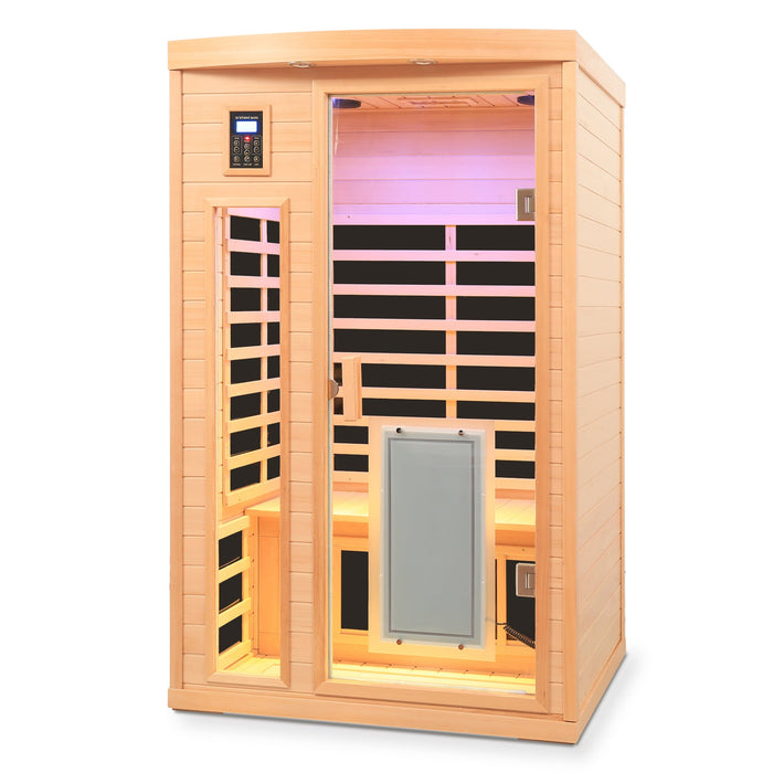 Low EMF Hemlock Wood Far-Infrared Indoor Two-Person Sauna Room