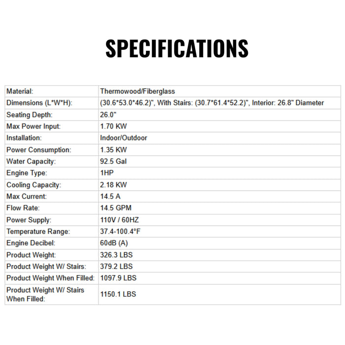 Icetubs IceBarrel Thermowood And Fiberglass Cold Plunge Immersion Tub (SAK68129)